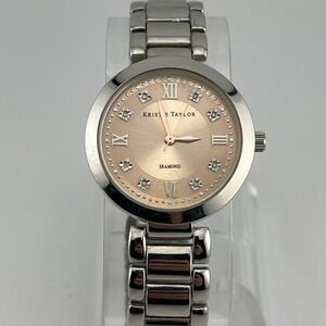 Kristie Taylor Diamond Watch Women 32mm Case Silver 7.5" Band- New Battery‎